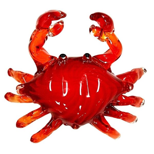 Russell Collection Coloured Art Glass Ornament 18cm Crab Krabs, Whitehill CCG KRABS