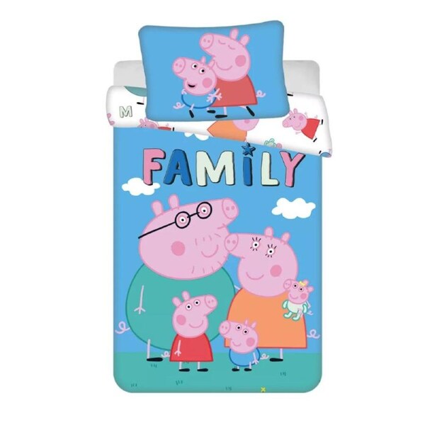 Peppa Pig Family Cotton Quilt Cover Set - Toddler Bed Size