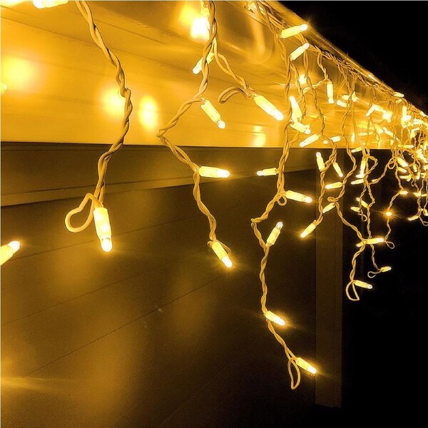 Christmas Complete Icicle Lights WARM WHITE 4.8m