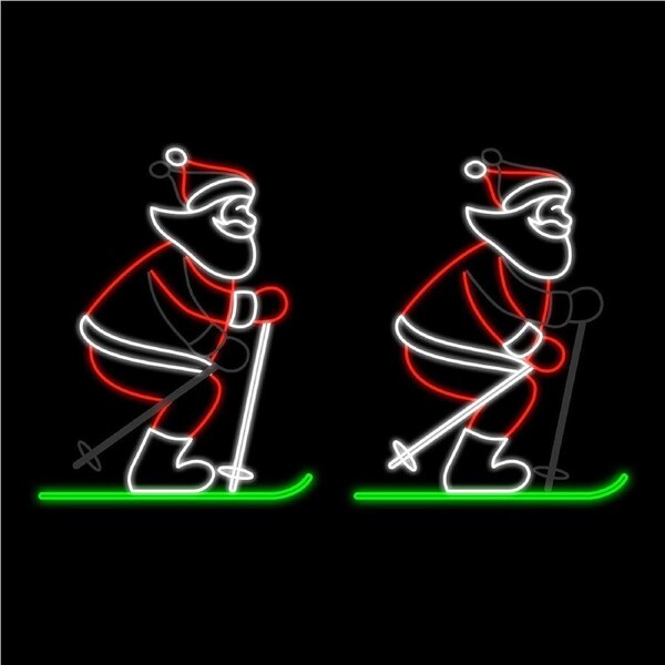 Santa Skiing 130cm Animated Rope Light Motif