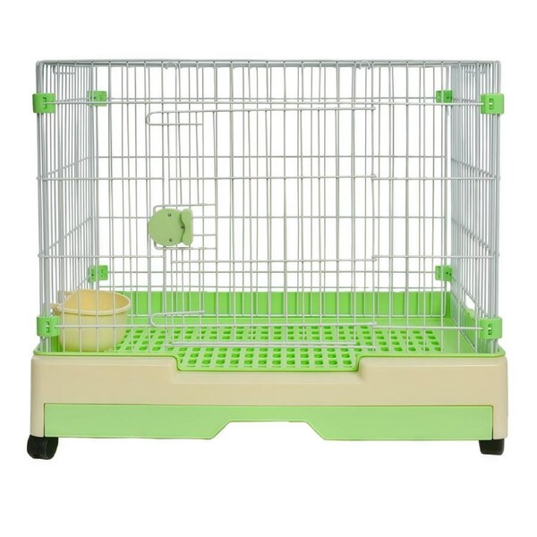 YES4PETS Medium Pet Dog Cat Rabbit Cage Crate Kennel With Potty Tray And Wheel 76x53x62cm