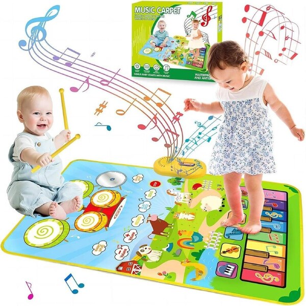 Musical Toys for Toddlers, 3 in 1 Piano Keyboard & Drum Mat, Kids Music Sensory Play Mat Baby Toys, Birthday Gifts for Girls Boys Present