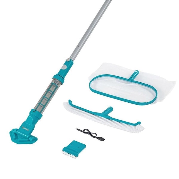 Bestway Cordless Pool Vacuum Cleaner Rechargeable Above Ground Swimming Pools Cleaning Maintenance Kit Leaf Skimmer Net Handheld Portable Brush Head