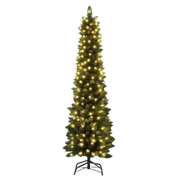 180cm Prelit Christmas Tree 200 Warm White LED Lights 300 PVC Tips Metal Stand