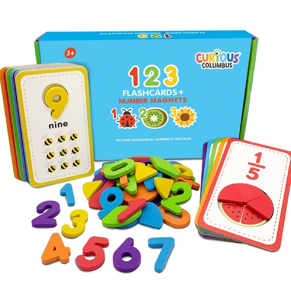 Curious Columbus Flashcards & 123 Magnetic Numbers - Counting & Number Learning Set