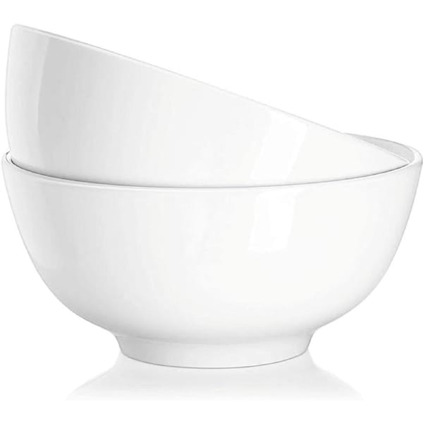 DOWAN 651 ml Soup Bowls Cereal Bowls 15cm Straight Bowls Set of 2, White