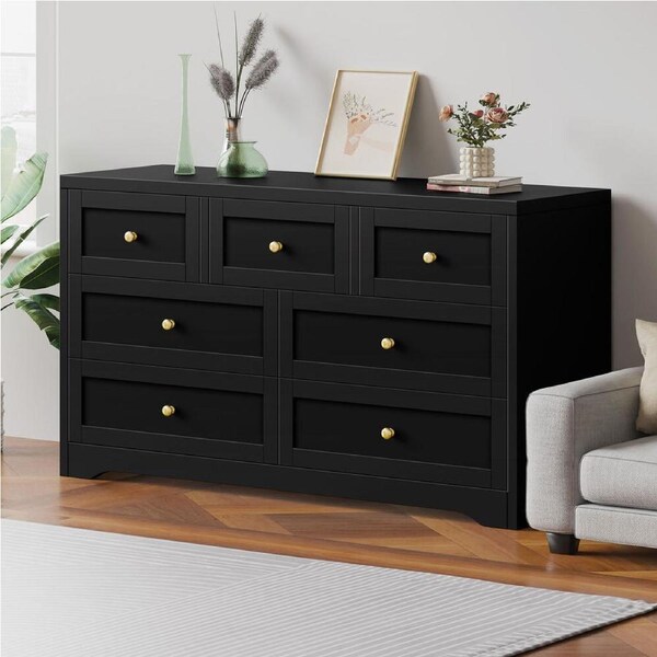 ALFORDSON 7 Chest of Drawers Hamptons Storage Dresser Tallboy Black