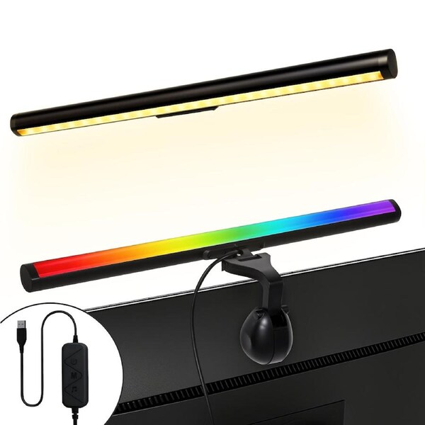 Advwin 40cm Monitor Light RGB Backlight Dual Light Computer Light Bar Gaming Office Desk Lamp