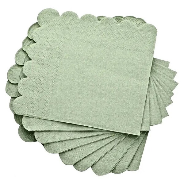 Sage Green Scalloped Edged Paper Luncheon Napkins 10pk
