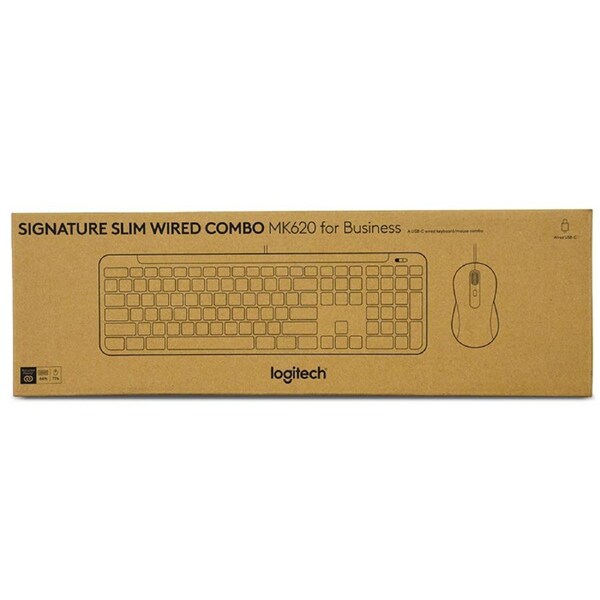 Logitech Signature Slim MK620 Wired Keyboard and Mouse Combo for Business (920-013351)