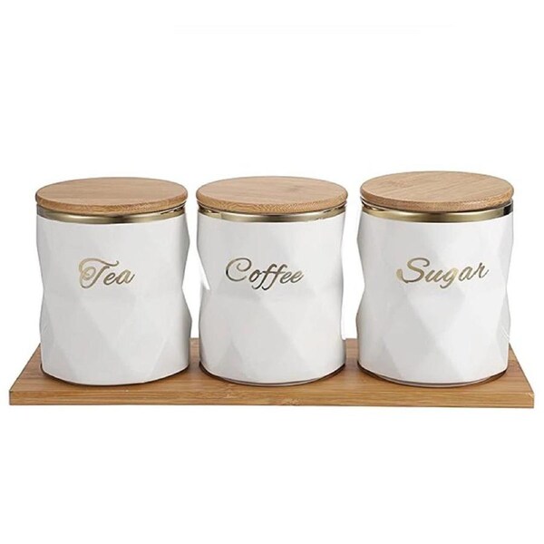 White Ceramic Coffee Jar Sealed Kitchen Spice Container Airtight Food Storage