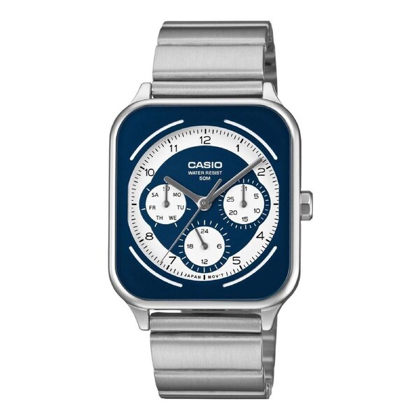 Casio MTP-M307D-2BV Mens Analogue Watch Blue Dial Day Date Subdials Steel Band