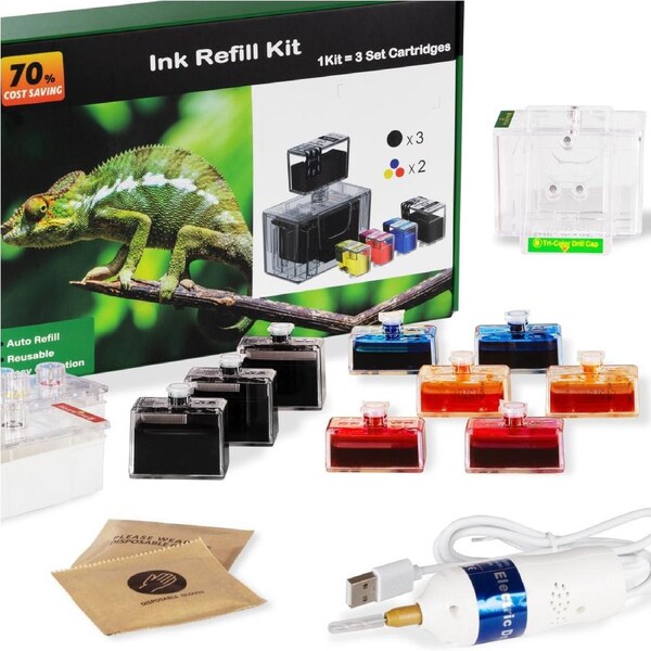 60XL 61XL 62XL 63XL 64XL 65XL 67XL 68XL Ink Refill Kit for HP Printers DeskJet PhotoSmart Envy OfficeJet Tango AMP for HP Ink Cartridges