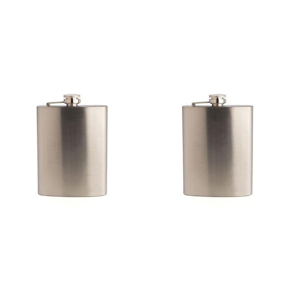 2PK Plain Flask 8Oz Classic Stainless Steel Silver Durable Hip