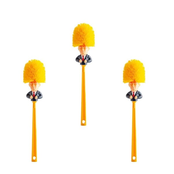 3PK Toilet Brush Donald Shaped Novelty Multicoloured Bathroom Accessory Set