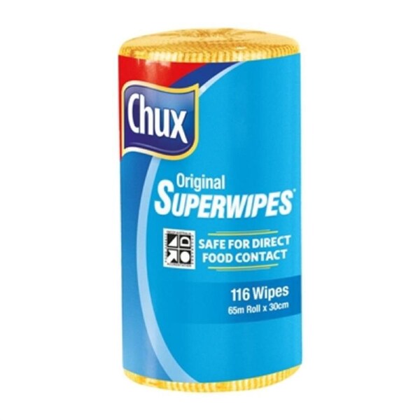 Chux Superwipes Perforated Roll Yellow - 65m x 30cm
