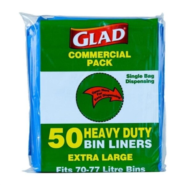 Glad Heavy Duty Bin Liners Blue - XL 70-77Ltr (Pack 50)