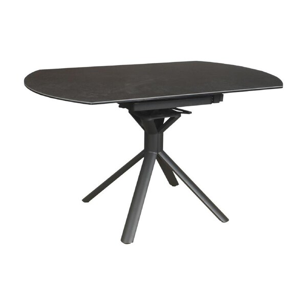 Colin 90-135cm Extendable Round Dining Table Ceramic Tempered Glass Top Dark Grey
