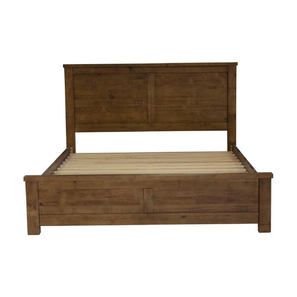 Sonora Queen Bed Frame Rustic Solid Pine Wood Ash Brown