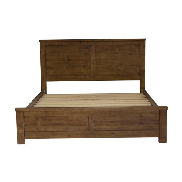 Sonora Double Bed Frame Rustic Solid Pine Wood Ash Brown
