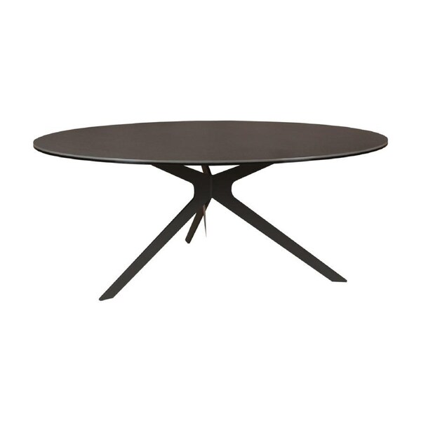 Neo 90cm Coffee Table Ceramic Tempered Glass Top Dark Grey