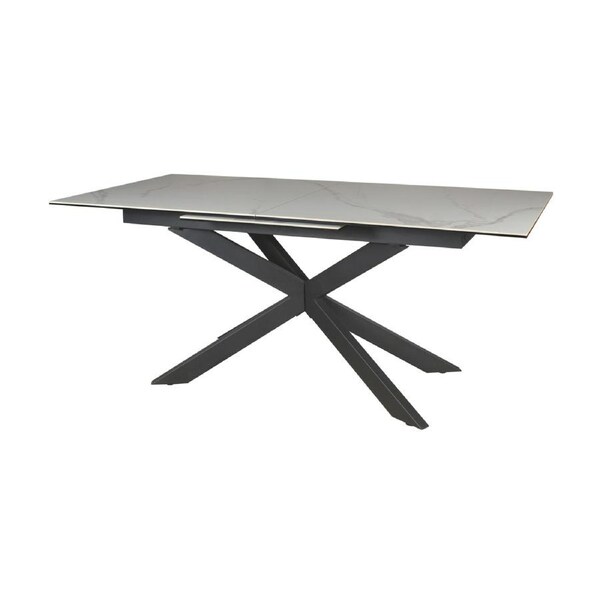 Royce 180-240cm Extendable Dining Table Ceramic Tempered Glass Top White