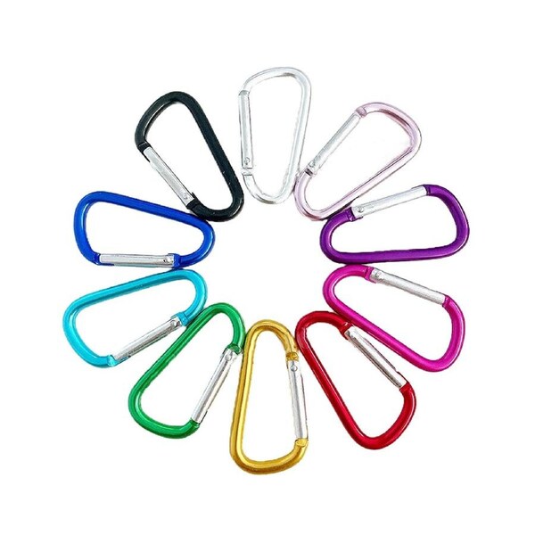 Aluminum Coloured Carabiner Snap Hook Clip Key chain ring Clips Clasp Hiking 10pcs D Shape