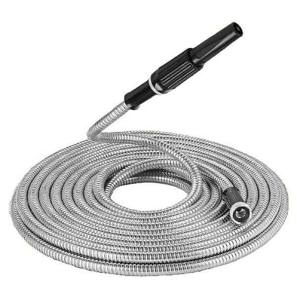 Metal Garden Hose Water 25 50 75 100FT Flexible Lightweight Pipe Stainless Steel 100ft