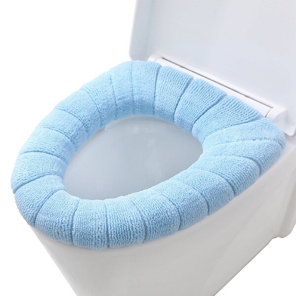 Lid Cover Seat Bathroom Cushion Closestool Toilet Soft Pad Washable Warmer Mat Blue