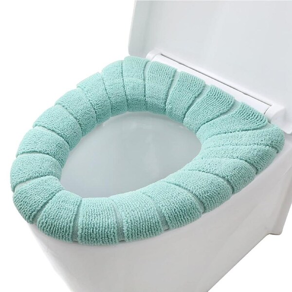 Lid Cover Seat Bathroom Cushion Closestool Toilet Soft Pad Washable Warmer Mat Green
