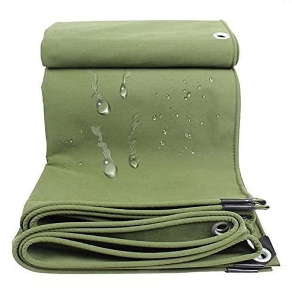 Heavy Duty Waterproof Canvas Tarp Tarpaulin Sun Blocked Dustproof Army 3 x 3m