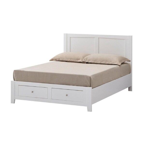 Luna Double Bed Frame Storage Drawer White