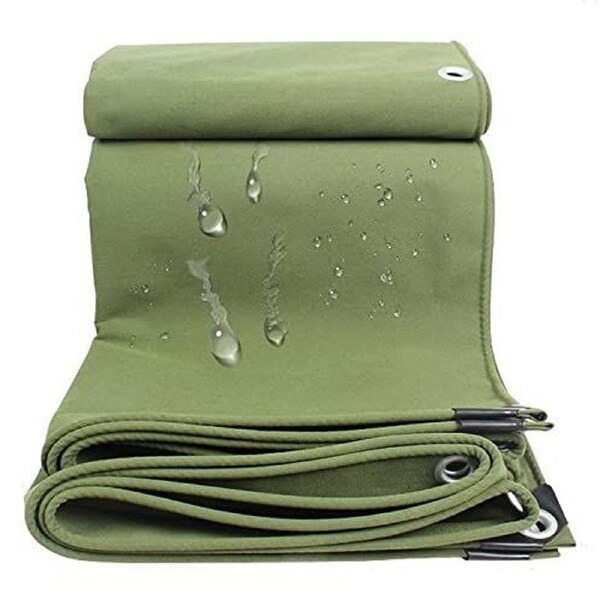 Heavy Duty Waterproof Canvas Tarp Tarpaulin Sun Blocked Dustproof Army 3 x 4m