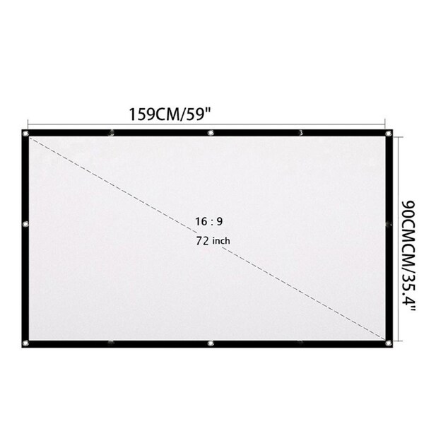 Foldable Projector Screen 3D 16:9 Portable Outdoor Home Movie Cinema 72 Inch