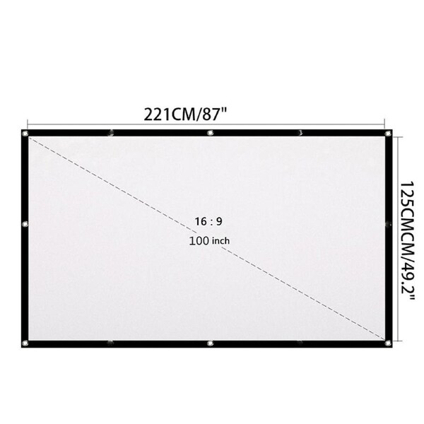 Foldable Projector Screen 3D 16:9 Portable Outdoor Home Movie Cinema 100 Inch