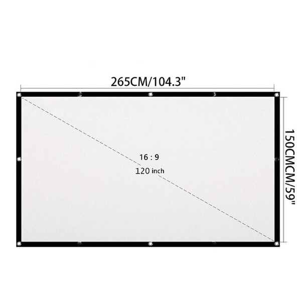 Foldable Projector Screen 3D 16:9 Portable Outdoor Home Movie Cinema 120 Inch