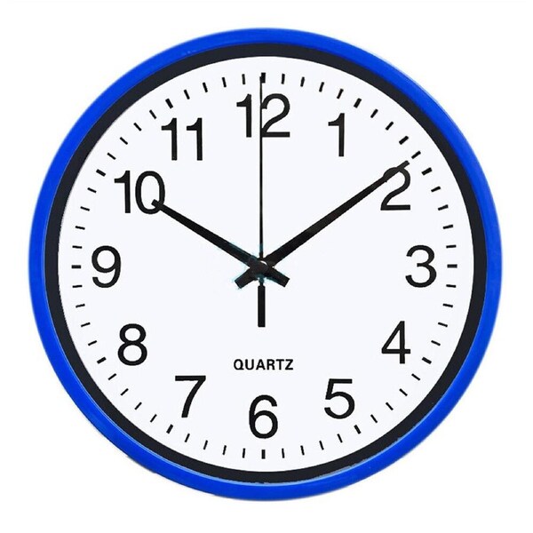 Wall Clock Quartz Round Square Wall Clock Silent Non-Ticking Battery Operated Blue