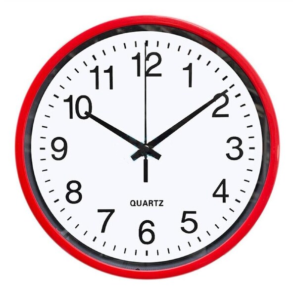 Wall Clock Quartz Round Square Wall Clock Silent Non-Ticking Battery Operated Red