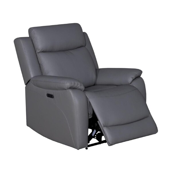 Flint 1 Seater Electric Recliner Chair Genuine Leather Graphite Grey