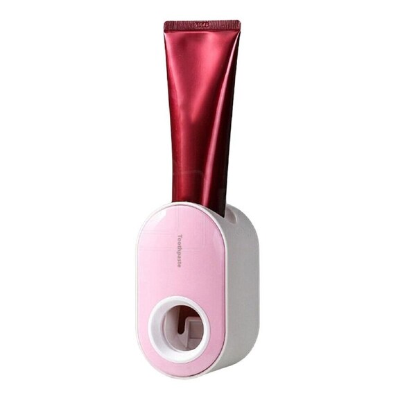 Toothbrush Holder Automatic Toothpaste Dispenser Bathroom Wall-mounted Rack Pink
