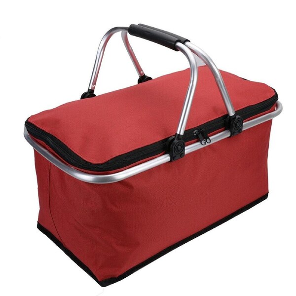 Collapsible Foldable Outdoor Picnic Basket Insulated Cooler Bag Carry Tote Red