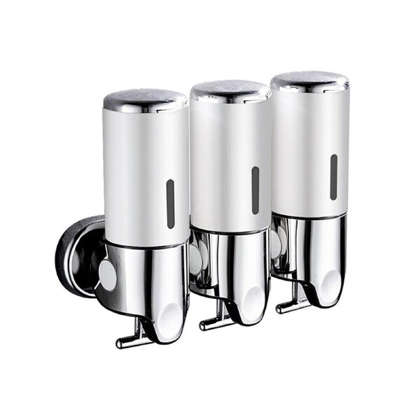 1500ml Bathroom Shower Soap Dispenser Shampoo Gel Pump Wall Mounted - 3 Bottles Silver