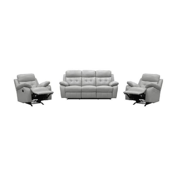 Cosmos 1+1+3 Seater Leather Manual Recliner Lounge Set Silver