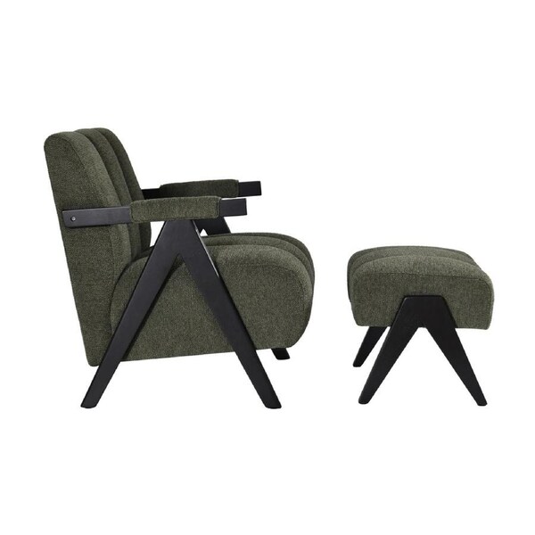Arbor Fabric Accent Chair Foot Stool Green