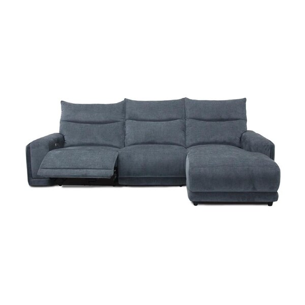 London Electric Fabric Recliner RFH Chaise USB Charging Port Onyx Blue
