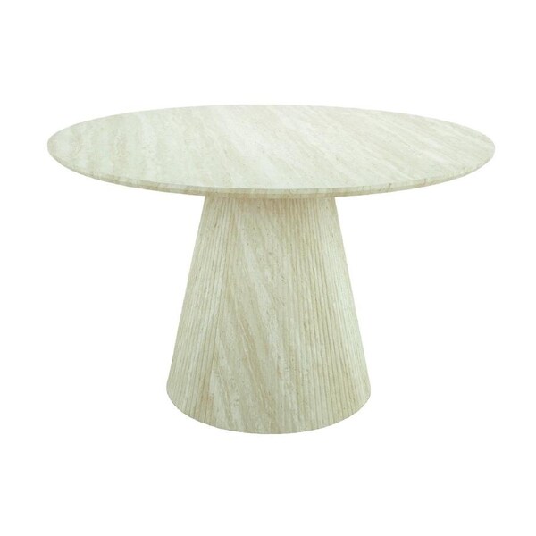 Yvon 120cm Round Dining Table Travertine White