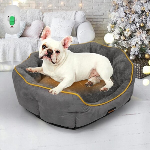 Pawz Electric Pet Heater Bed Heated Mat Cat Dog Heat Blanket Thermal Protection Grey / 55 x 45 x 18cm