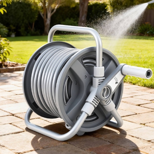 Green Fingers 20m Retractable Garden Hose Reel Heavy Duty 1/2 Inch Hose Auto Rewind for Garden Wash