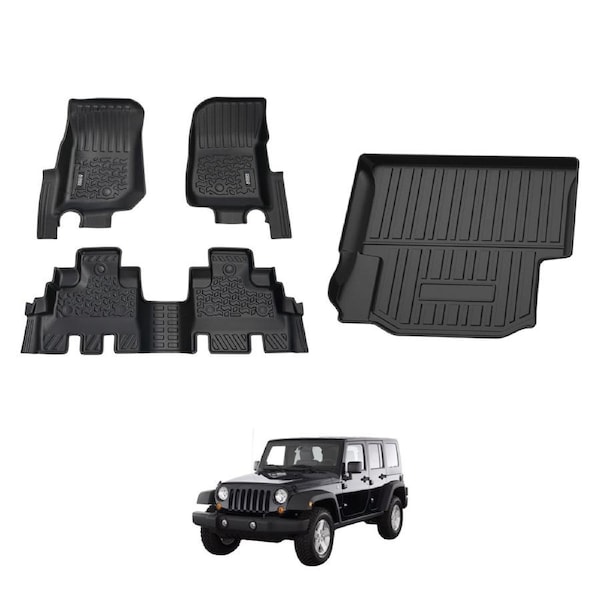 5D Car Floor Mats Boot Liner for Jeep Wrangler JK Series 4Door 2007-2011