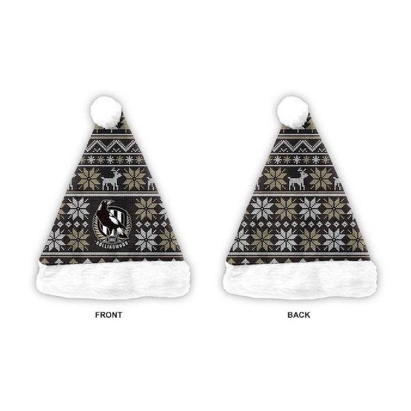 Collingwood Magpies AFL Ugly Sweater Design Christmas Xmas Santa Hat